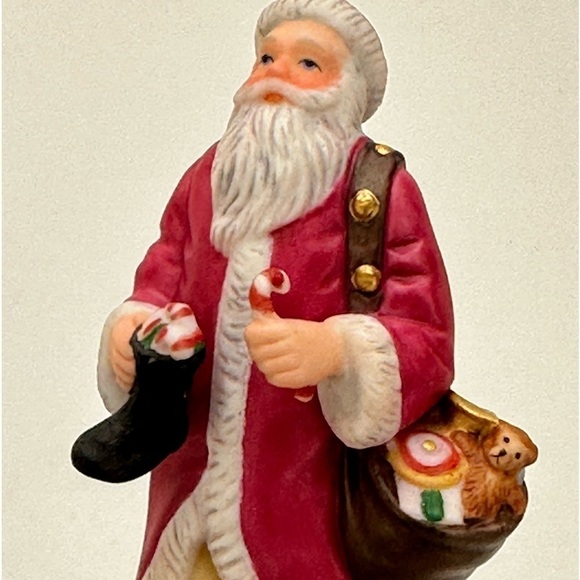 Lenox Porcelain Pere Noel Bell Santa Bag of Toys Holding Stocking And Candy Cane - Picture 5 of 13